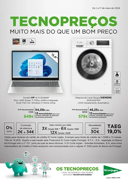 Antevisão Folheto El Corte Inglés Tecnologia Promoções de 1 a 17 maio