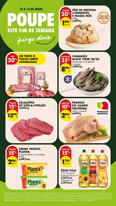 Antevisão Folheto Pingo Doce Fim de Semana Promoções de 10 a 13 julho