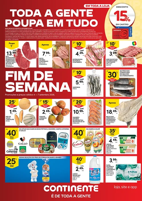 Antevisão Folheto Continente Fim de Semana Promoções de 4 a 7 setembro