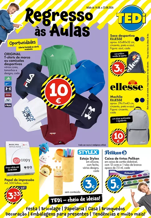 Antevisão Folheto TEDI Regresso às Aulas Promoções de 14 a 23 agosto
