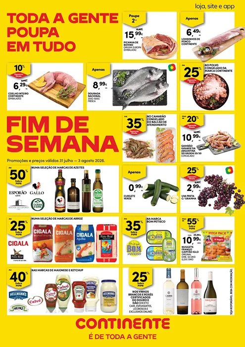 Antevisão Folheto Continente Fim de Semana Promoções de 31 julho a 3 agosto
