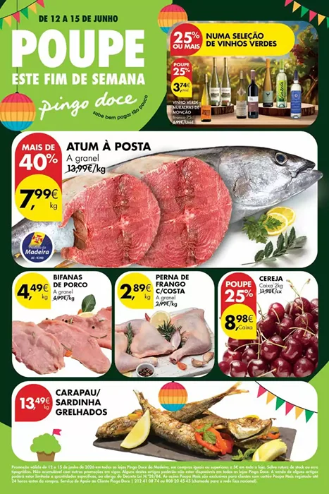 Antevisão Folheto Pingo Doce Madeira Fim de Semana Promoções de 12 a 15 junho