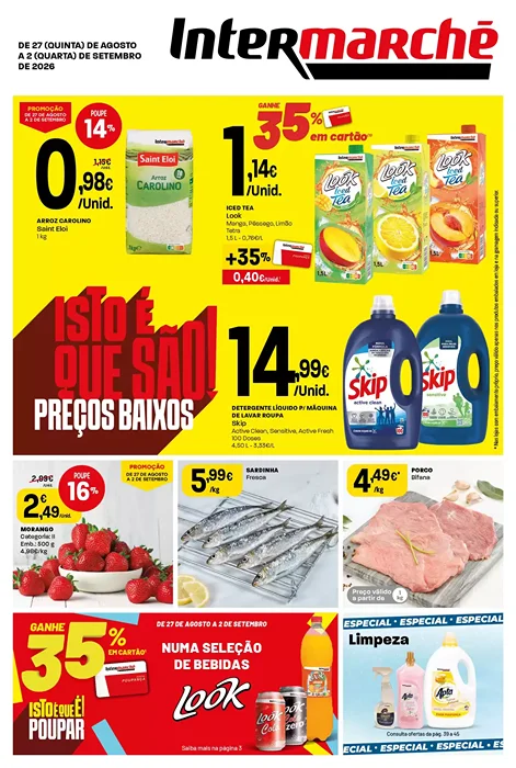 Antevisão Folheto Intermarché Lojas Super Promoções de 27 agosto a 2 setembro