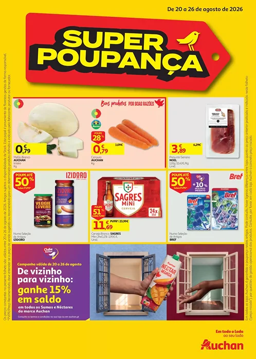 Antevisão Folheto Auchan Super Poupança Promoções de 20 a 26 agosto