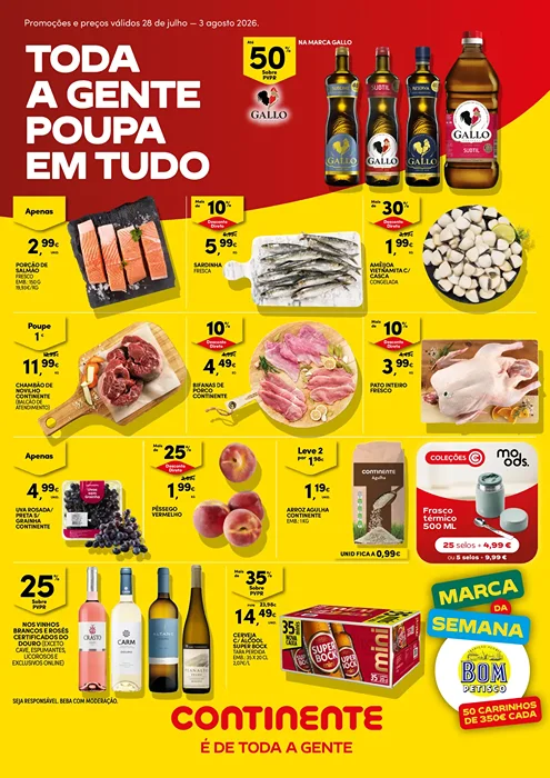 Antevisão Folheto Continente Modelo Promoções de 28 julho a 3 agosto