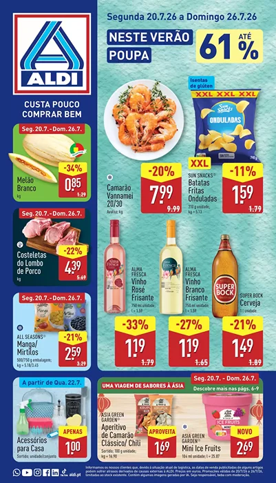 Antevisão Folheto ALDI Promoções de 20 a 26 julho