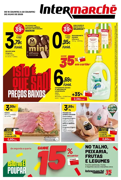 Antevisão Folheto Intermarché Lojas Super Promoções de 16 a 22 julho
