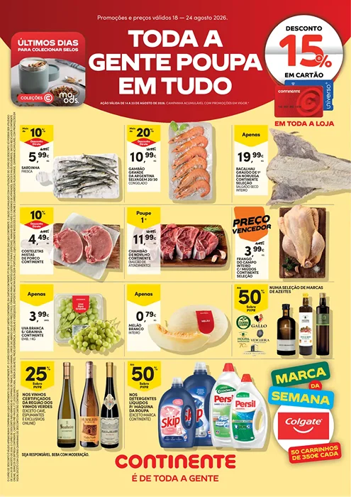 Antevisão Folheto Continente Modelo Promoções de 18 a 24 agosto