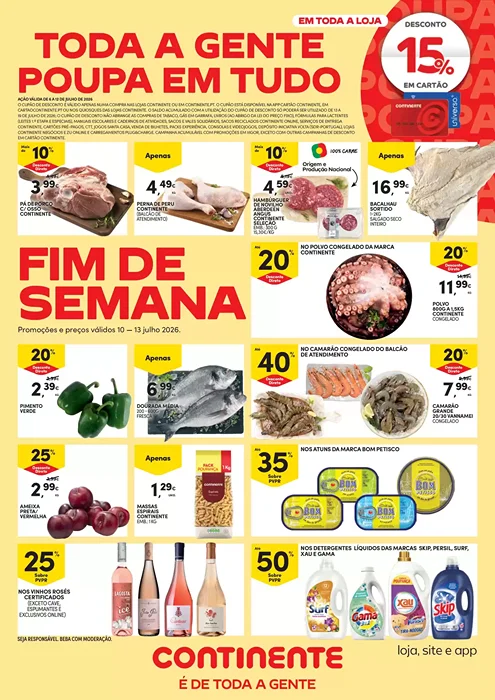 Antevisão Folheto Continente Fim de Semana Promoções de 10 a 13 julho
