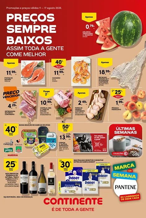 Antevisão Folheto Continente Modelo Promoções de 11 a 17 agosto