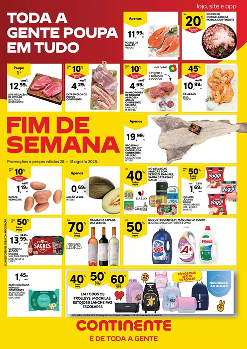 Antevisão Folheto Continente Fim de Semana Promoções de 28 a 31 agosto