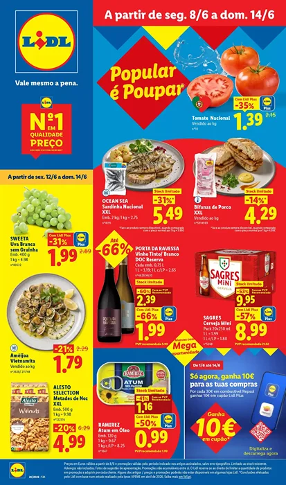 Antevisão Folheto Lidl Promoções de 8 a 14 junho