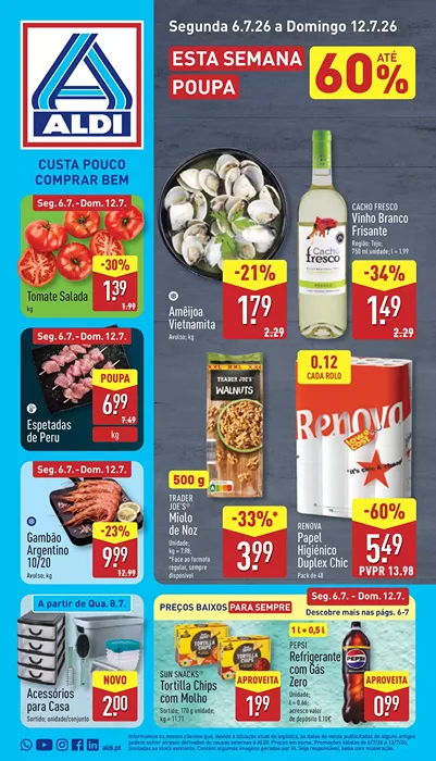Antevisão Folheto ALDI Promoções de 6 a 12 julho