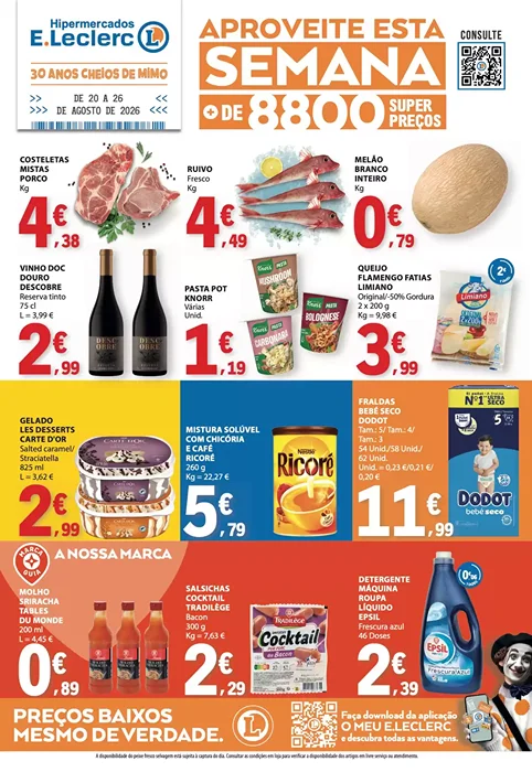 Antevisão Folheto E.Leclerc Promoções de 20 a 26 agosto