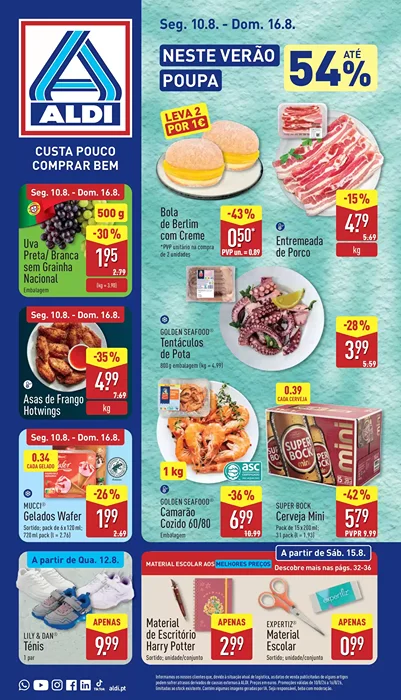 Antevisão Folheto ALDI Promoções de 10 a 16 agosto